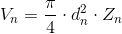 V_{n} = \frac{\pi }{4}\cdot d^{2}_{n}\cdot Z_{n}