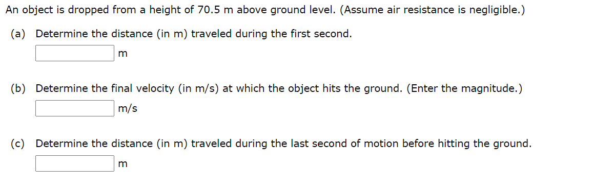 Solved An object is dropped from a height of 70.5 m above | Chegg.com