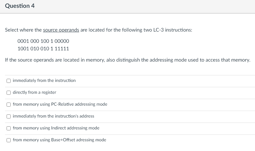 Solved Select where the source operands are located for the | Chegg.com