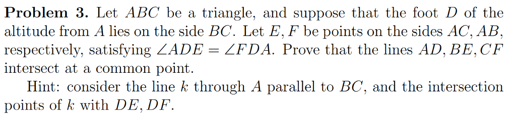 Solved Problem 3. Let ABC be a triangle, and suppose that | Chegg.com