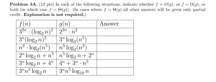 Solved Problem 3A. (12 pts) In each of the following | Chegg.com