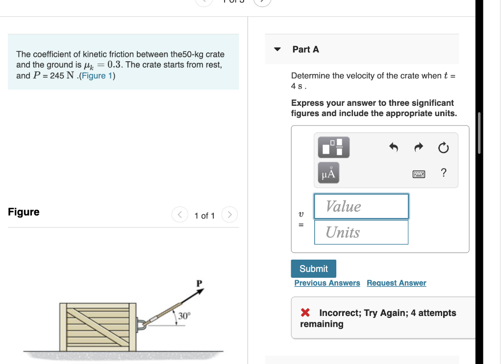 Solved Part A The coefficient of kinetic friction between | Chegg.com