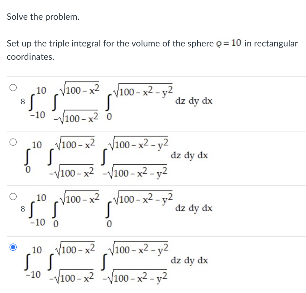 Solved Solve the problem. Set up the triple integral for the | Chegg.com