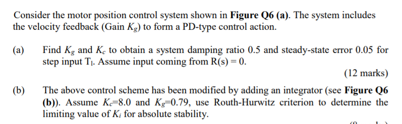 Solved Consider the motor position control system shown in | Chegg.com