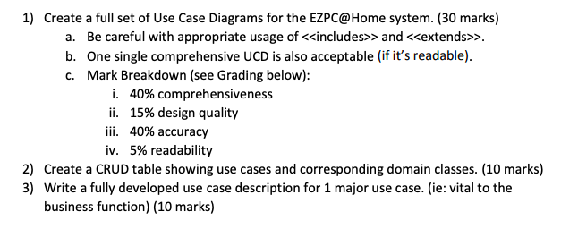 Solved 1) Create a full set of Use Case Diagrams for the | Chegg.com