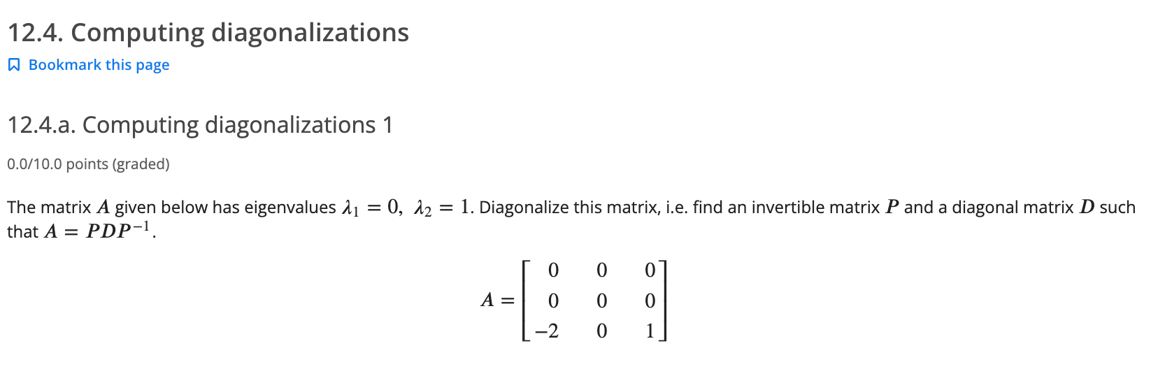 Solved 12.4. Computing diagonalizations B Bookmark this page | Chegg.com