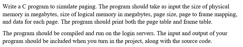 Solved Write A C Program To Simulate Paging The Program Chegg