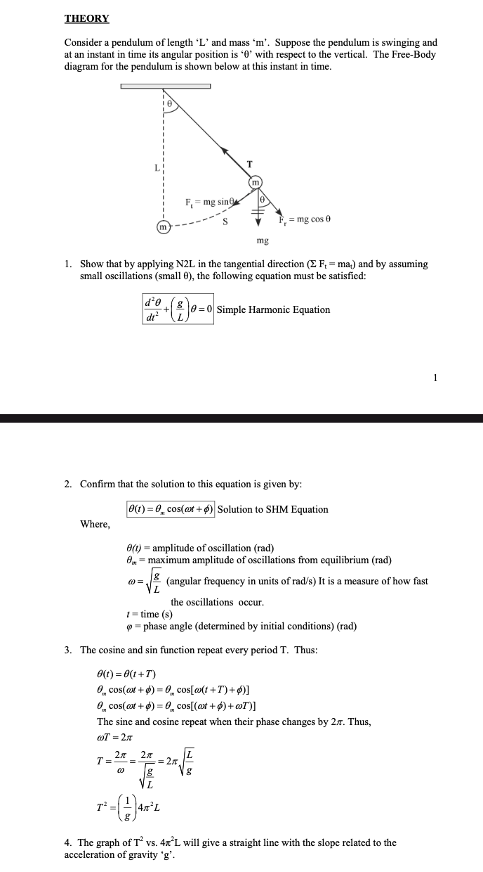 pendulum experiment viva questions and answers