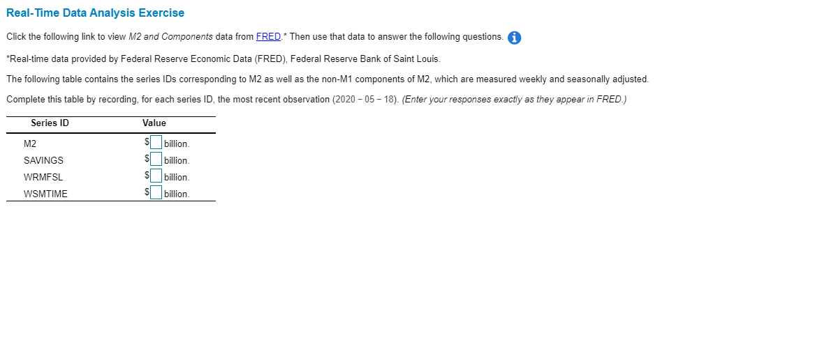 M2 and Components Monetary Data M2 Money | Chegg.com