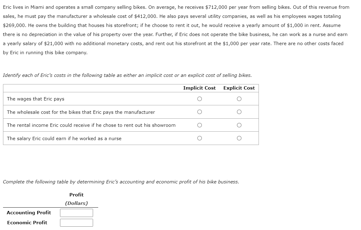 Solved Eric lives in Miami and operates a small company