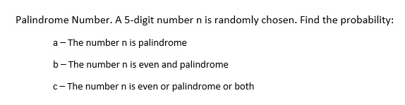 Solved Palindrome Number. A 5-digit number n is randomly | Chegg.com