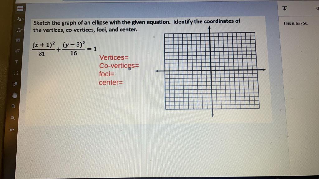 Solved Q 22 This is all you. Sketch the graph of an ellipse | Chegg.com