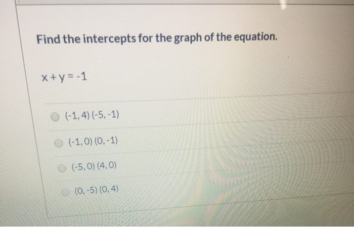 Solved Find the intercepts for the graph of the equation. x | Chegg.com