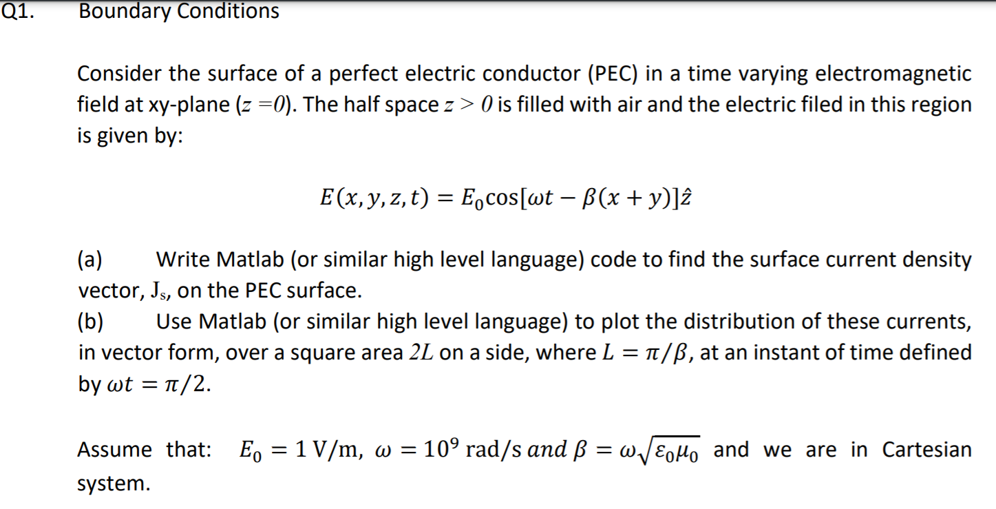 Solved Q1 Boundary Conditions Consider The Surface Of A Chegg Com