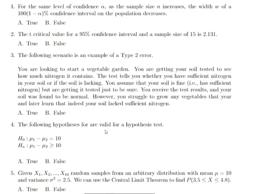 Solved 1. For the same level of confidence α, as the sample | Chegg.com