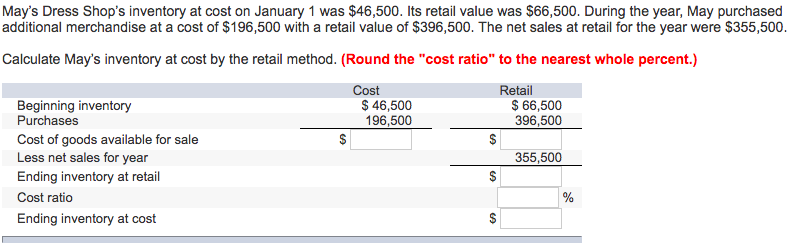 Solved May s Dress Shop s Inventory At Cost On January 1 Was Chegg solved-may-s-dress-shop-s-inventory-at-cost-on-january-1-was-chegg