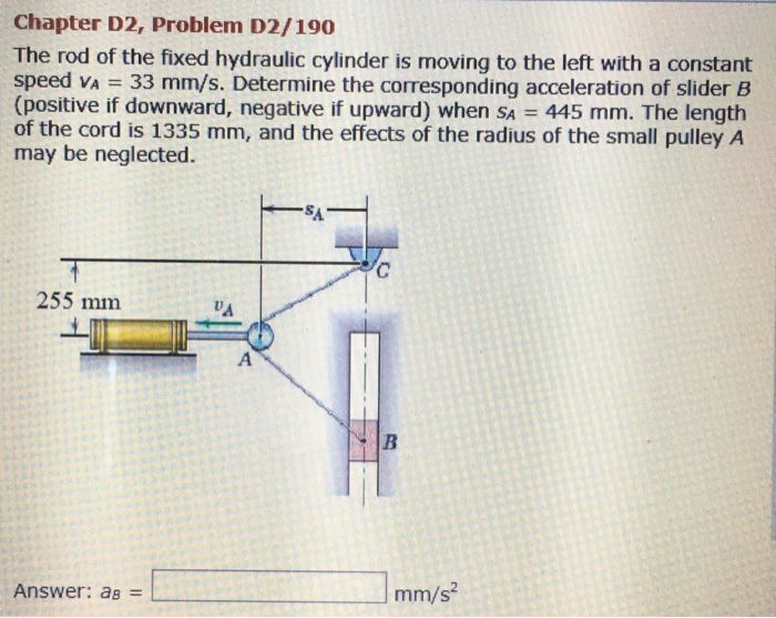 Solved Chapter D2, Problem D2/190 The rod of the fixed