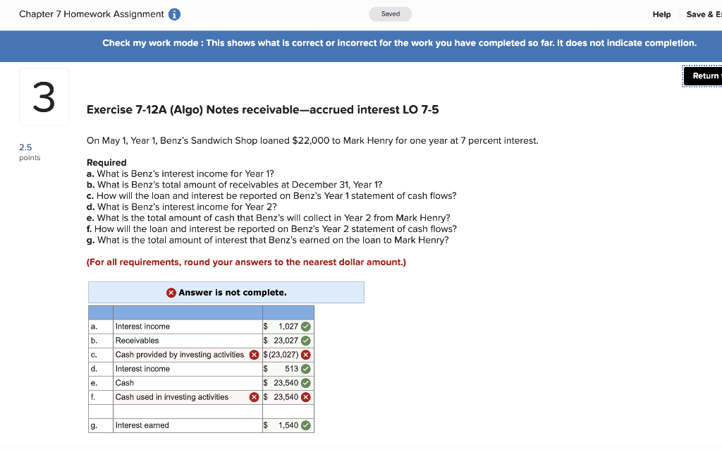 Solved Chapter 7 Homework Assignment i Saved Help Save & 3 | Chegg.com image.