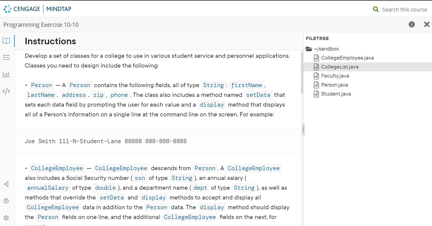 Solved Develop a set of classes for a college to use in | Chegg.com