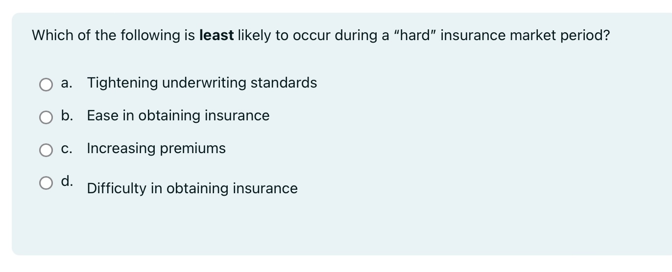 Solved Which of the following is least likely to occur | Chegg.com