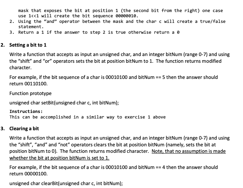 Solved 1.2 Coding Exercises 1. Determine Whether A Bit Is | Chegg.com