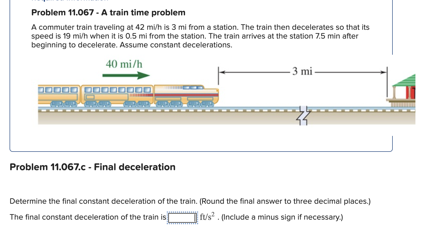Train Speed Calculation Problem Solved Problem 11.067.b - Speed into the stationDetermine | Chegg.com