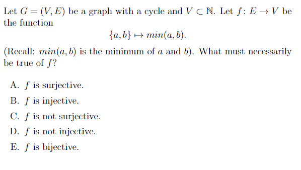 Solved Let G V E Be A Graph With A Cycle And V Cn Let Chegg Com