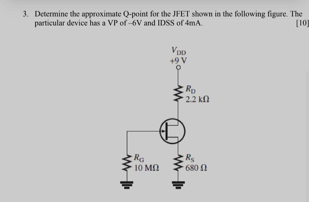 Solved Determine The Approximate Q Point For The Jfet Shown 5643