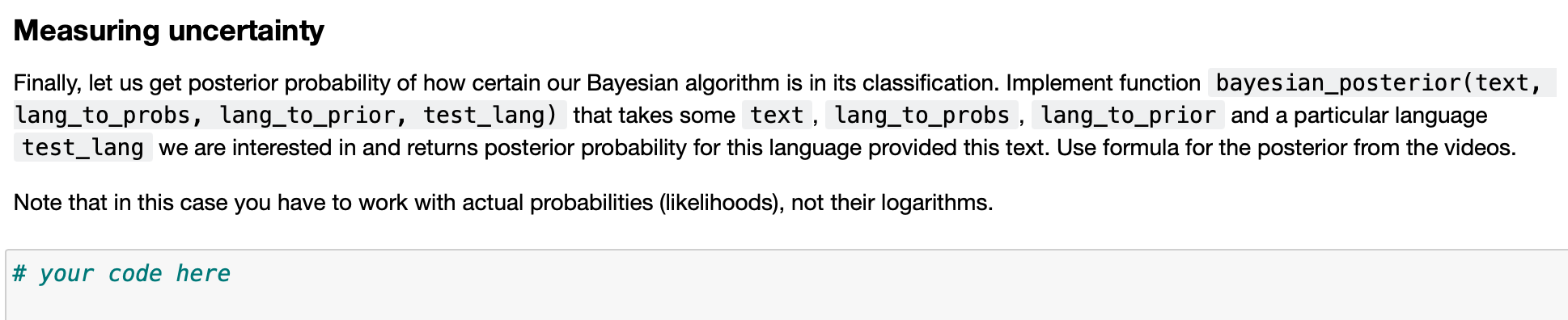 Solved you will develop your own classification algorithm | Chegg.com