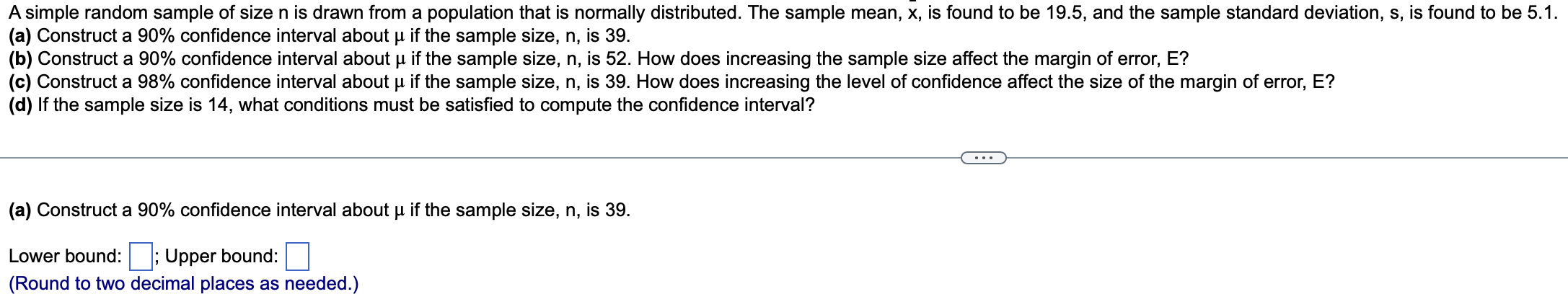 Solved A simple random sample of size n is drawn from a | Chegg.com