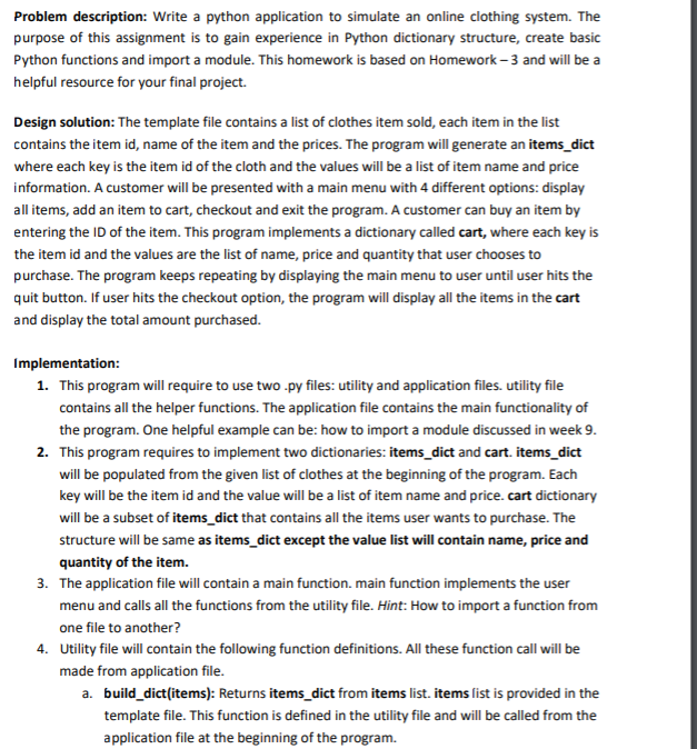 Solved Problem Description Write A Python Application To Chegg