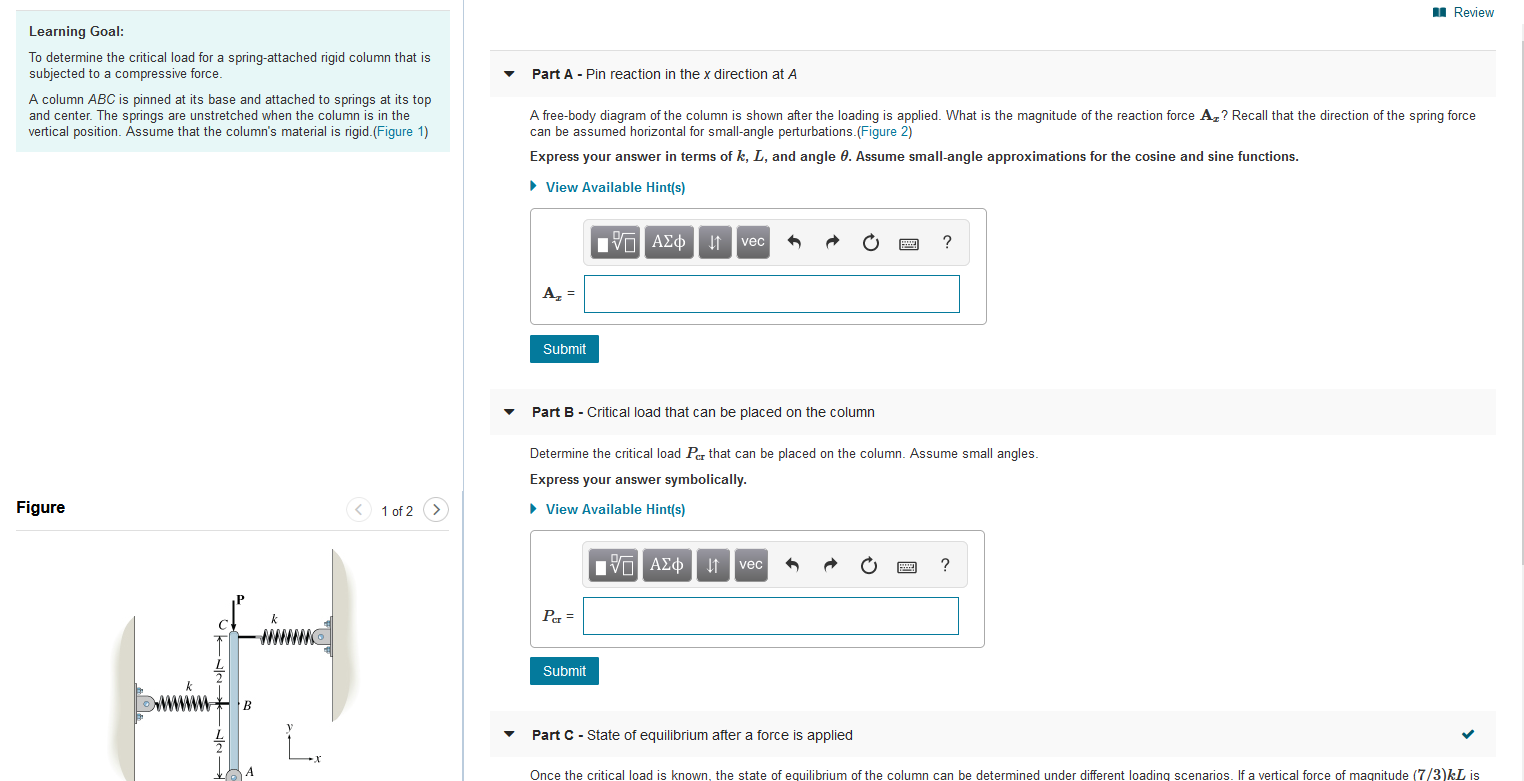 Solved Review Learning Goal: To determine the critical load | Chegg.com