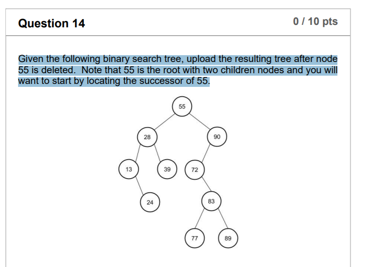 Solved Question 14 0 / 10 pts Given the following binary | Chegg.com