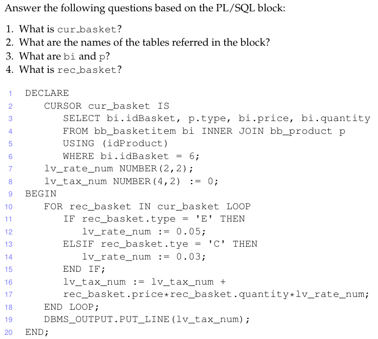 Solved What is the output of the following PL/SQL block? | Chegg.com