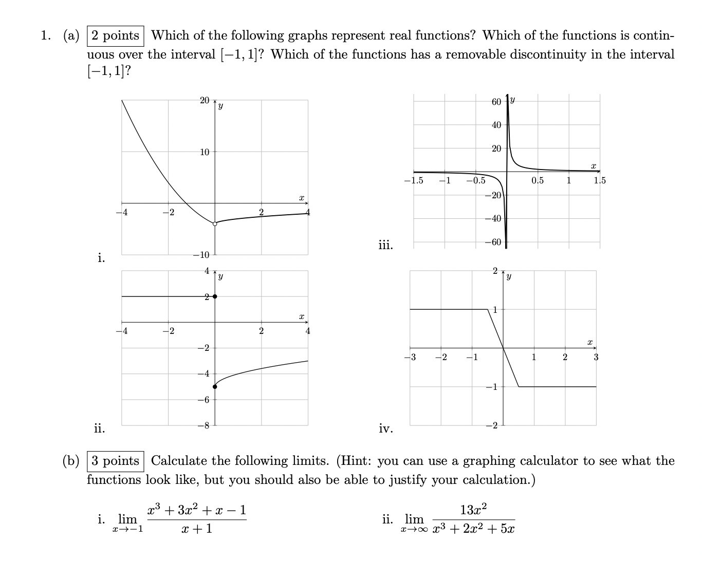 Solved 1. (a) 2 points Which of the following graphs | Chegg.com