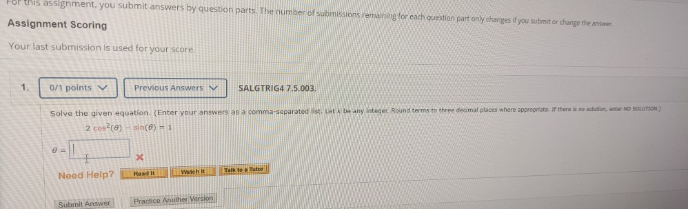 Solved Is assignment, you submit answers by question parts. | Chegg.com