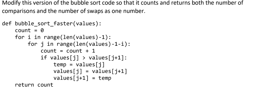 Solved Modify this version of the bubble sort code so that | Chegg.com