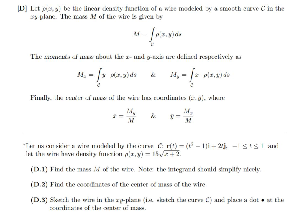 Solved [D] Let p(x, y) be the linear density function of a | Chegg.com