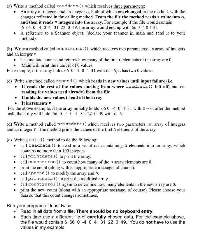 Solved (a) Write a method called readdata () which receives | Chegg.com