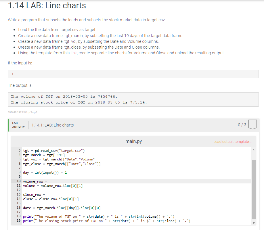 Solved 1.14 LAB: Line charts (PYTHON CODING) Write a | Chegg.com