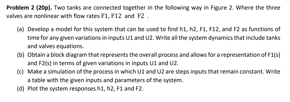 Solved Problem 2 (20p). Two tanks are connected together in | Chegg.com