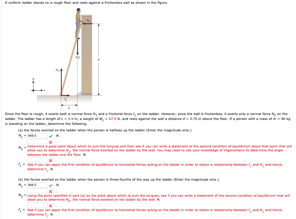 Solved A Uniform Ladder Stands On A Rough Floor And Rests | Chegg.com