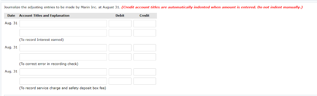 Solved Exercise 7-11 Marin Inc.'s bank statement from Main | Chegg.com