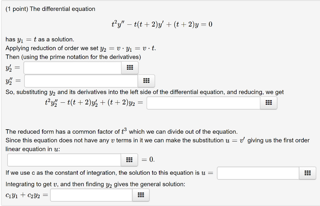 Solved (1 Point) The Differential Equation Ty