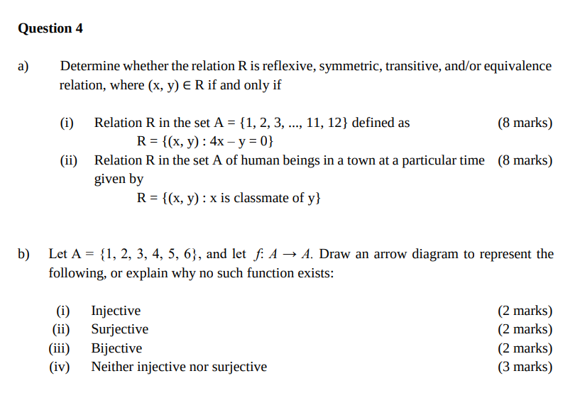 Solved a) Determine whether the relation R is reflexive, | Chegg.com