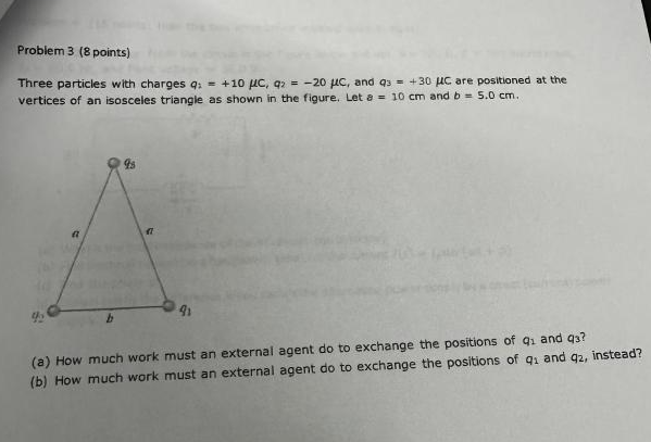 Solved Three Particles With Charges Q1 10μc Q2 −20μc And