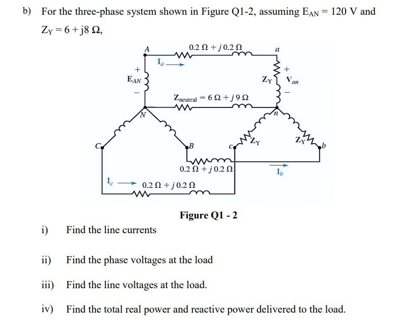 Solved 1 a) For the three-phase system shown in Figure Q1-1, | Chegg.com