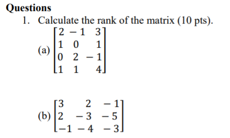 rank of a matrix
