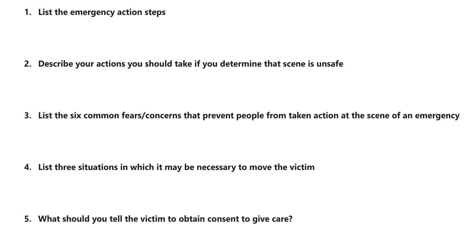 Solved 1. List the emergency action steps 2. Describe your | Chegg.com