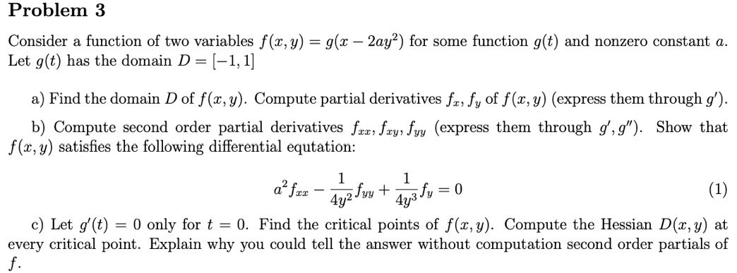 Problem 3 Consider A Function Of Two Variables F X Chegg Com